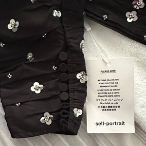 Self-Portrait Black Dress with Silver Floral Accents